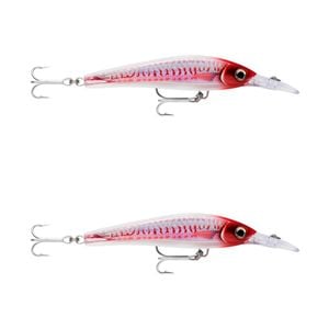 2x Rapala 16cm X Rap Magnum Xtreme Shallow Dive Troll Fish Lure -HD Red Head UV