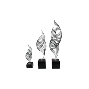 Elegant Collections Black/Silver Ribbon Decorative Sculpture Set of 3