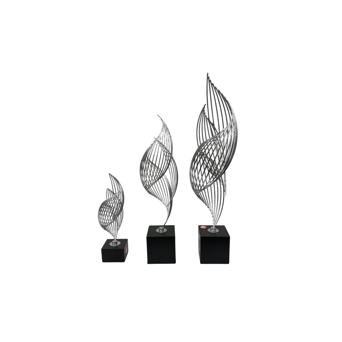 Elegant Collections Black/Silver Ribbon Decorative Sculpture Set of 3