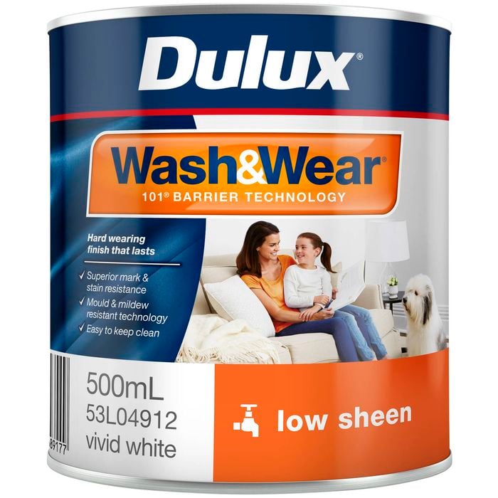 Dulux Wash&Wear Low Sheen Vivid White Interior Paint - 0.5L