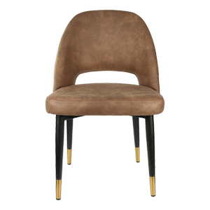 Durafurn 450mm High Mocha Fabric Semifreddo Chair with Black Metal Legs