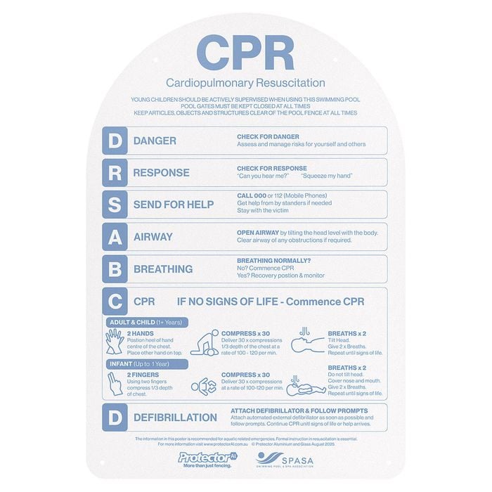 ProtectorAl 565 x 387 x 3mm Deep Ocean CPR Pool Safety Sign - Arch