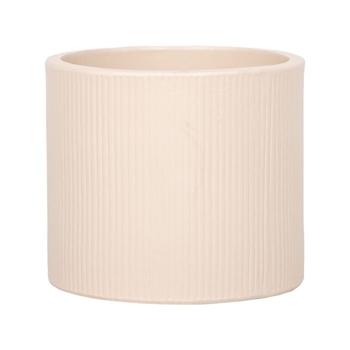 220 x 250mm Cream Large Linear Round Ceramic Foot Pot