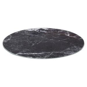 Round Glass Chopping Board 30cm - Black Marble Effect - Kitchen Dining Place Mats Cutting Mat Worktop Saver Cooking & Food
