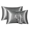 Catzon 2 Pcs Satin Pillowcases with Envelope Closure for Hair and Skin 51X102cm-Silver Grey