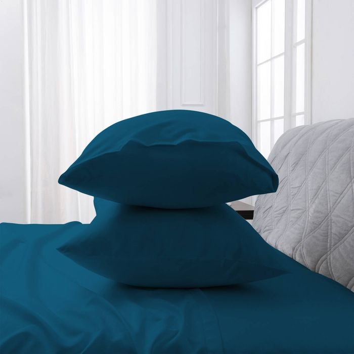 LINENOVA 2PCS Bamboo Blend Cooling Pillowcases Pillow Case - Biscay blue,Queen