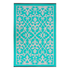 Fab Habitat 180x270cm  Turquoise And Cream Venice Traditional Recycled Plastic Outdoor Rug