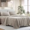 Ardor Boudoir Queen Teddy Fleece Bed Sheet w/ Pillowcase Set - Natural