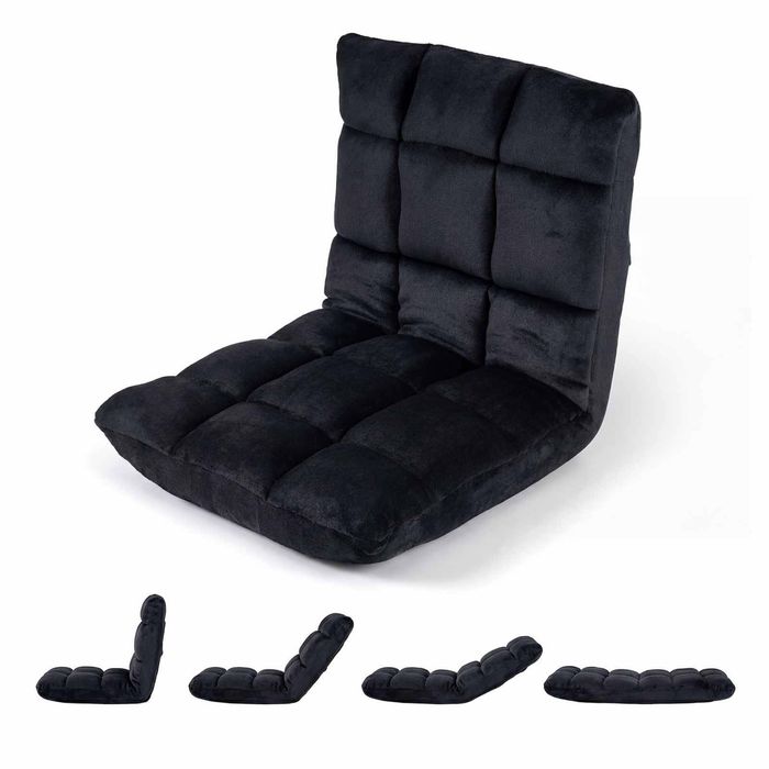 Costway Floor Chair 14position Adjustable Lazy Sofa Chaise Lounge Black