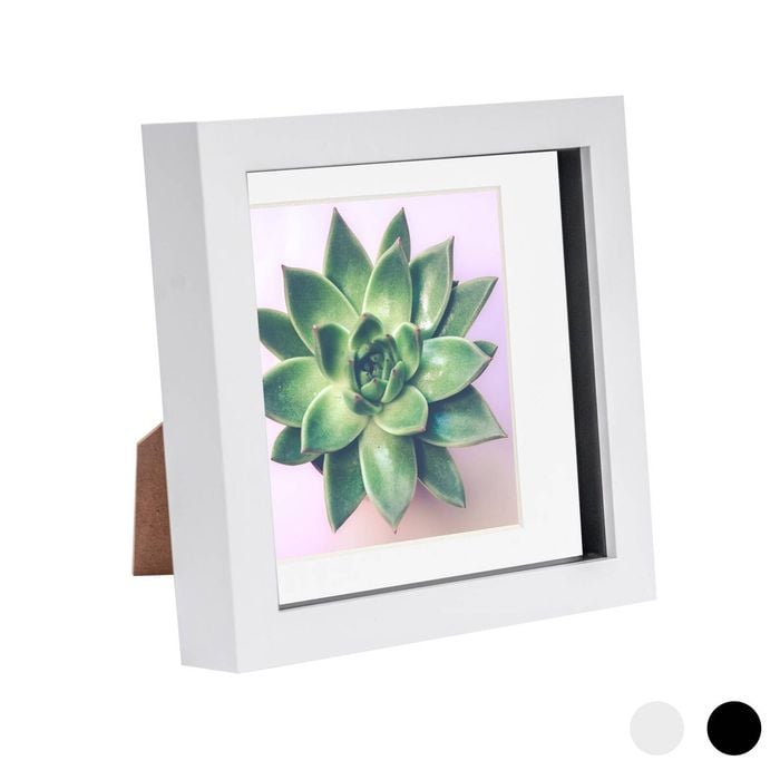 Nicola Spring 6 x 6 3D Shadow Box Photo Frame - Craft Display Picture Frame with 4 x 4 Mount - Glass Aperture - White