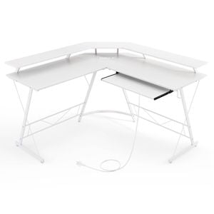 Costway L-shaped Computer Desk Gaming Table W/power Outlet