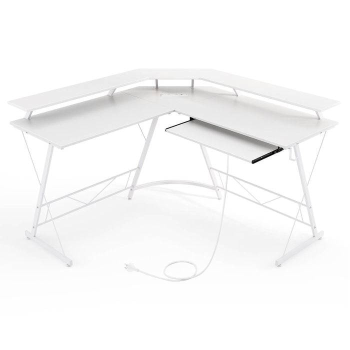 Costway L-shaped Computer Desk Gaming Table W/power Outlet