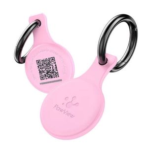Pawview Anti-loss Nfc & Qr Code Pet Id Tag, Smart Silent Silicone Pet Tag For Dog And Cat - Pink