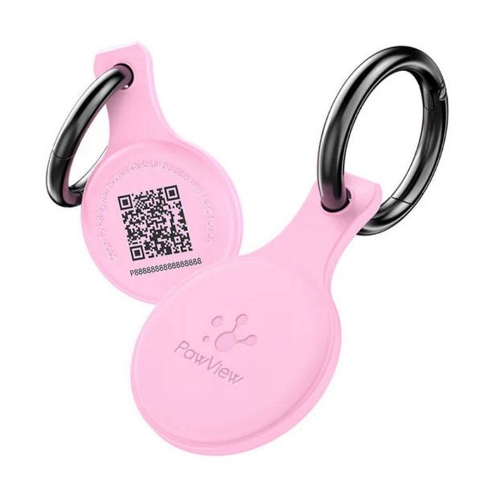 Pawview Anti-loss Nfc & Qr Code Pet Id Tag, Smart Silent Silicone Pet Tag For Dog And Cat - Pink