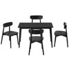Oikiture 5PCS Dining Table Set 100cm Rectangle Dining Table and Chairs Black