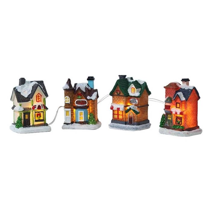 P&P Multicolor LED Christmas Village with Resin Houses, Santa, Trees and Festive Figures Decor