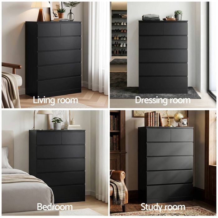 Artiss 6 Chest Of Drawers Storage Cabinet Black - Bunnings Australia