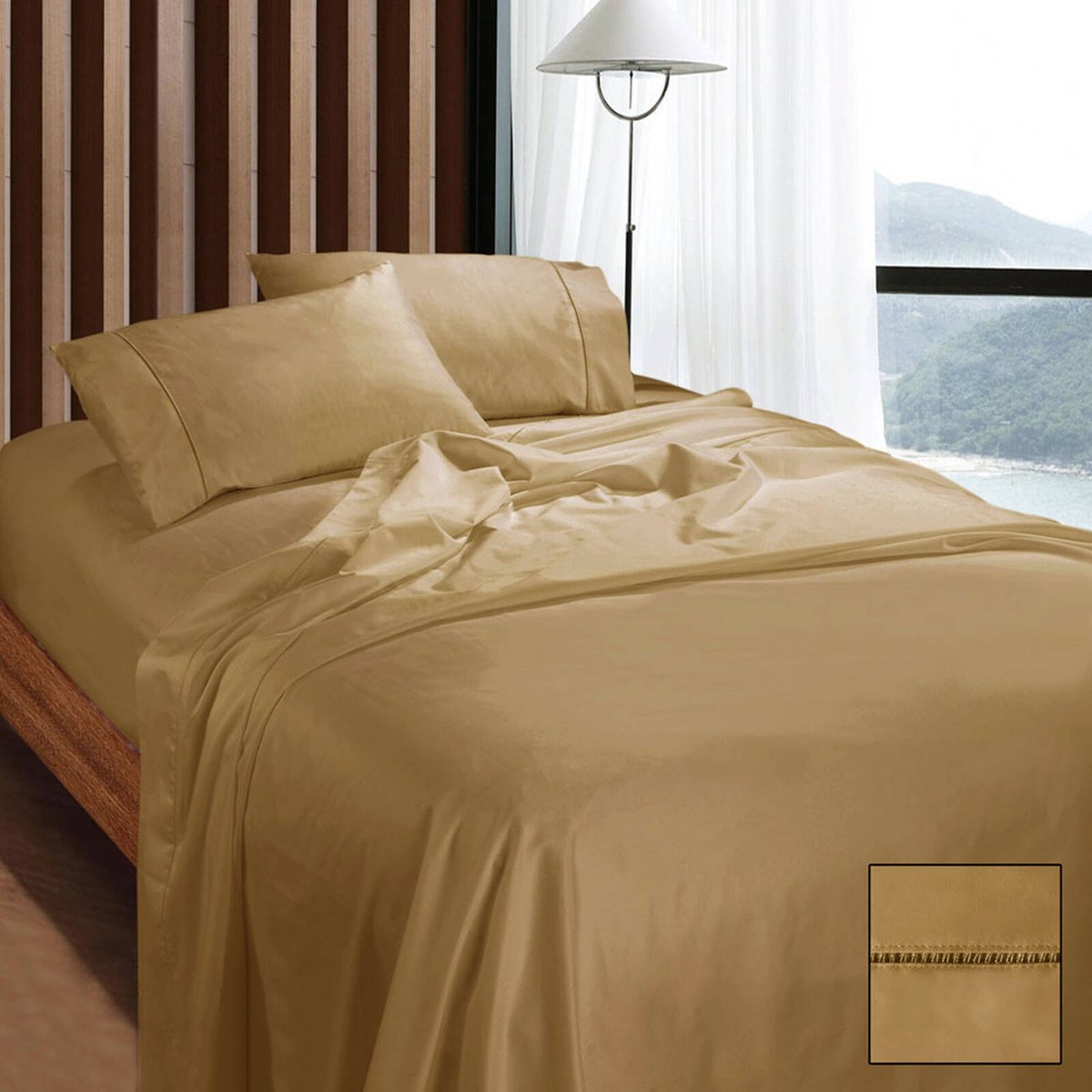 Ramesses 1500TC Elite Egyptian Cotton Sateen Fitted Sheet Combo Set Grey Queen main image 0