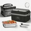 Catzon 1l Cordless Electric Heated Lunch Box Rechargeable Food Warmer-blackgray