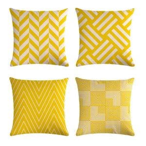 Catzon 4 Pcs Geometric Throw Pillow Covers Square Linen Pillowcase for Couch