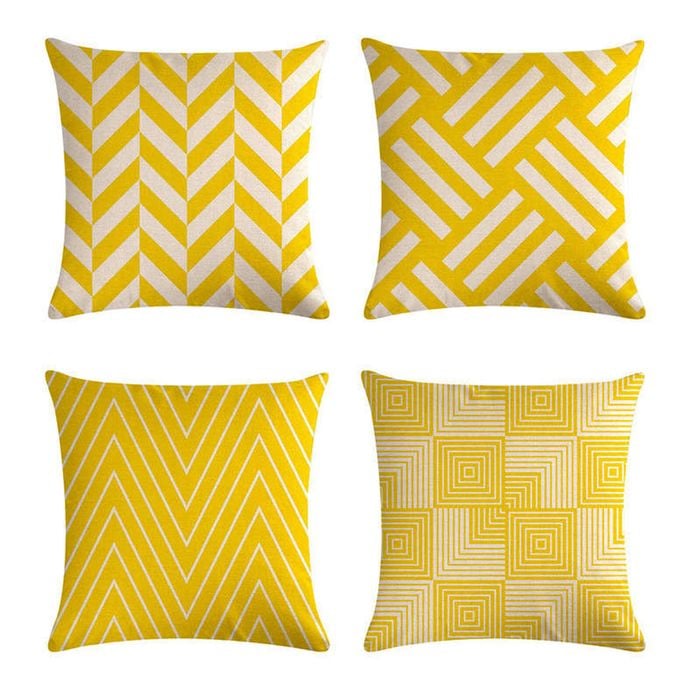 Catzon 4 Pcs Geometric Throw Pillow Covers Square Linen Pillowcase for Couch