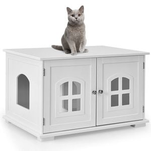 Costway 3 In 1 Wood Sideboard W/detachable Divider & 2 Doors White