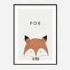 Galrie Charming Modern Minimalist Fox Art Print for Home Decor, Black Frame, 50 x 70cm (20 x 28inch)