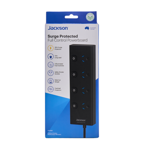 Jackson 4 Outlet Powerboard with 4 Individual Switch Black
