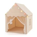 Costway Kids Skin-Friendly Playhouse Large Castle Play Tent w/Star Light Beige