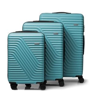 Milano Atlantis 3 Piece Luggage Set Tsa Lock Hard Case Turquiose 3 Piece