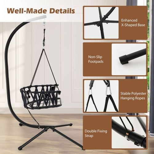 Costway Hanging Swing Chair with Stand Grey Bunnings Australia