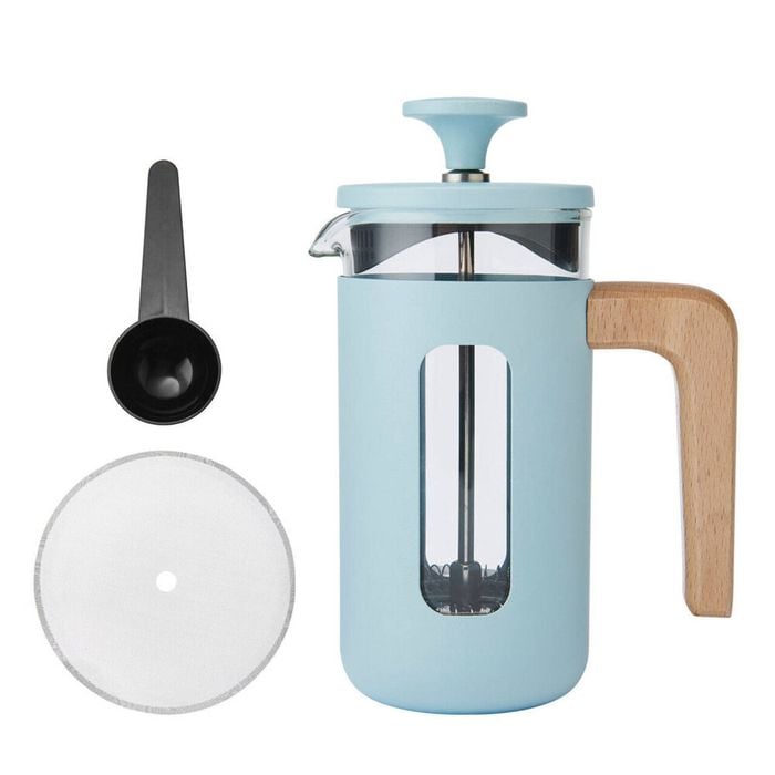 La Cafetiere Pisa 3-cup Cafetiere Manual Glass Coffee Press Maker Sky Blue
