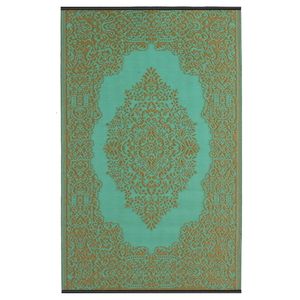 Fab Habitat 180x270cm Bronze And Aqua Istanbul Traditional Recycled Plastic Outdoor Rug