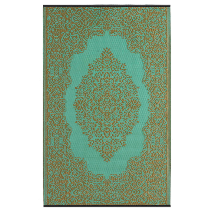 Fab Habitat 180x270cm Bronze And Aqua Istanbul Traditional Recycled Plastic Outdoor Rug