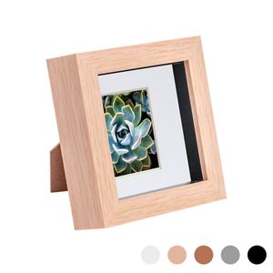 Nicola Spring Shadow Box Frame - 4 X 4" With 2 X 2" Mount - Light Wood