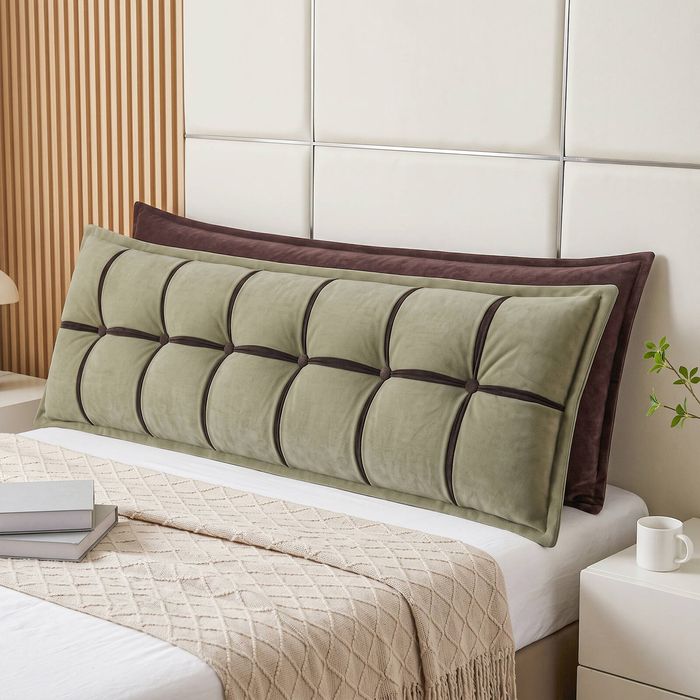 Giselle Bedding Headboard Pillow with Storage Chenille Wedge Reading Cushion King