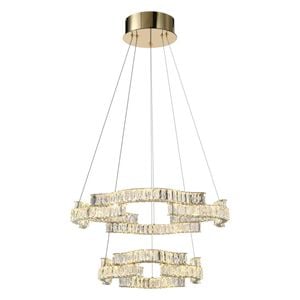 Telbix Jura Modern Pendant Hanging Lamp Light Crystal Stainless Steel Gold Gloss