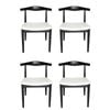 Sk designer living | pack of 4 | replica hans wegner elbow chair ch20 - black & white