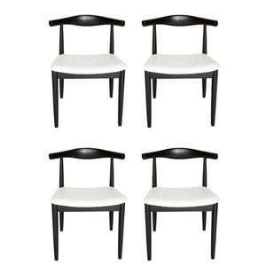 Sk designer living | pack of 4 | replica hans wegner elbow chair ch20 - black & white