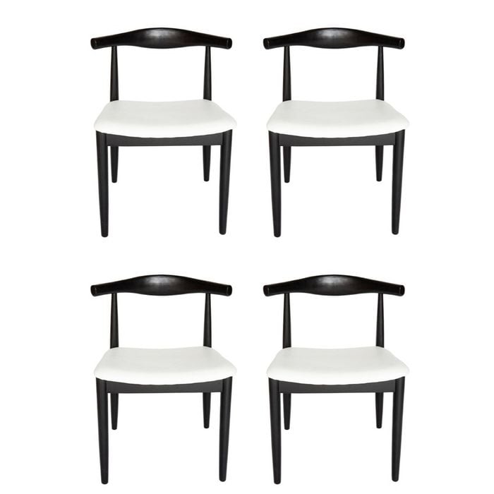 Sk designer living | pack of 4 | replica hans wegner elbow chair ch20 - black & white