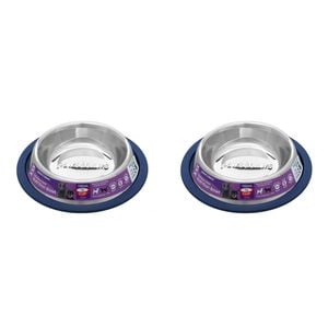 2x Paws & Claws Stainless Steel Pet Bowl Blue Anti-Skid 180Ml
