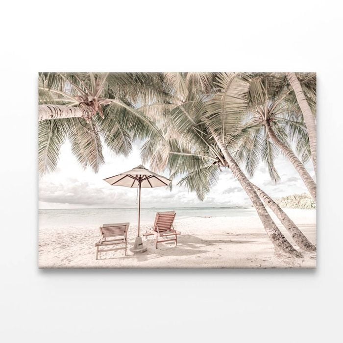 Beach Hut & Palm Trees  Print 100% Australian Made 90 x 60cm  (Acrylic)