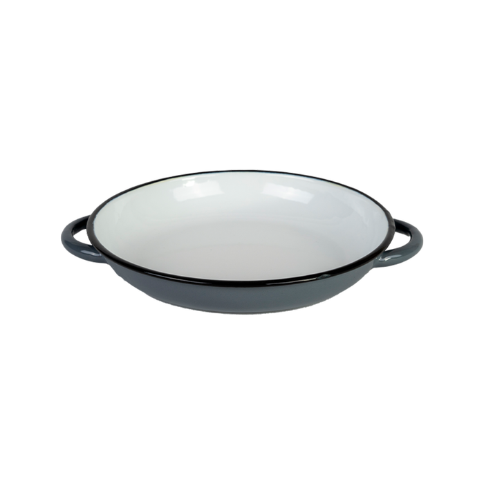 Urban Style Enamelware 24cm Ragout Plate w/ Black Rim - Grey/White