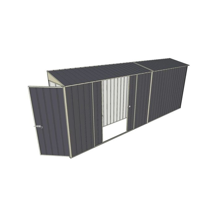 Build-a-Shed 0.8 x 5.2 x 2m Hinged Door Tunnel Shed with Double Sliding Side Doors - Grey
