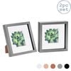 Nicola Spring Acrylic 3d Box Photo Frames With 4" X 4" Mounts - 8" X 8"  - Grey - Pack Of 2