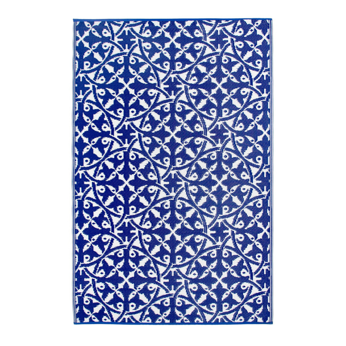 Fab Habitat 180x270cm Blue And White San Juan Recycled Plastic Reversible Outdoor Rug