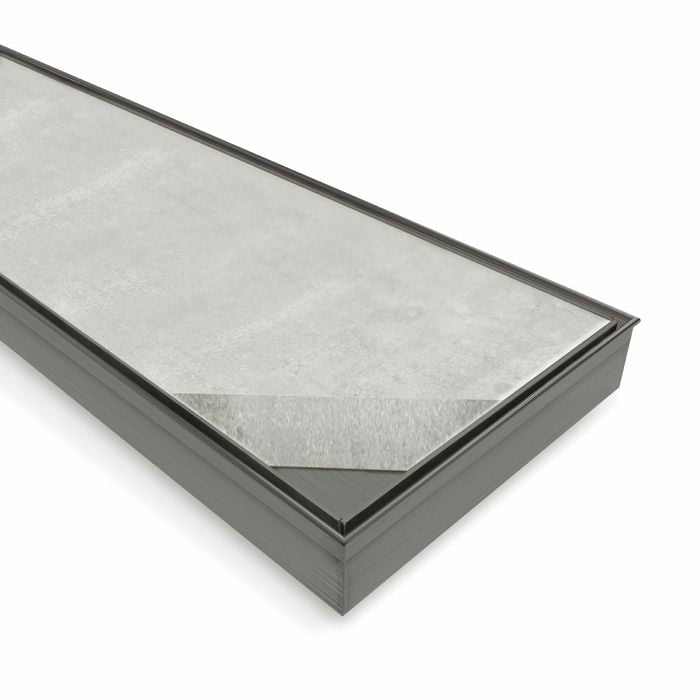 Forme 900 × 100mm Brushed Gun Metal Grey PVD Stainless Steel Tile Insert Floor Waste