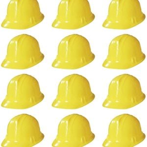 12x KIDS BUILDER HATS Construction Costume Party Helmet Safety Cap Childrens Yellow