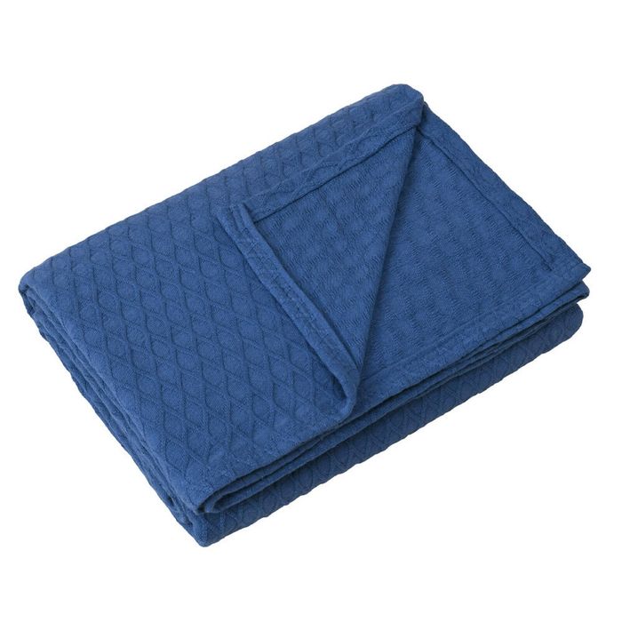 Onkaparinga Heirloom Size Single/Double Bed 200x240cm Bamboo Cotton Blanket Blue