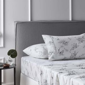 Accessorize Bedroom Collection Single White Sylvan Rose Cotton Flannelette Sheet Set